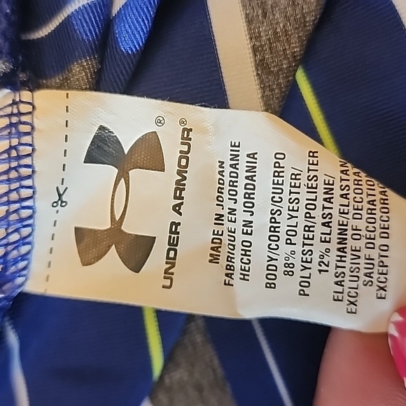 Under Armour Blue and White Striped Polo Shirt - Picture 8 of 9